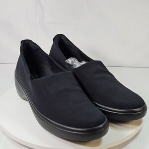 ECCO Soft 7 Wedge Danish Design Black Slip On Sneakers Women Size 40 Comfort